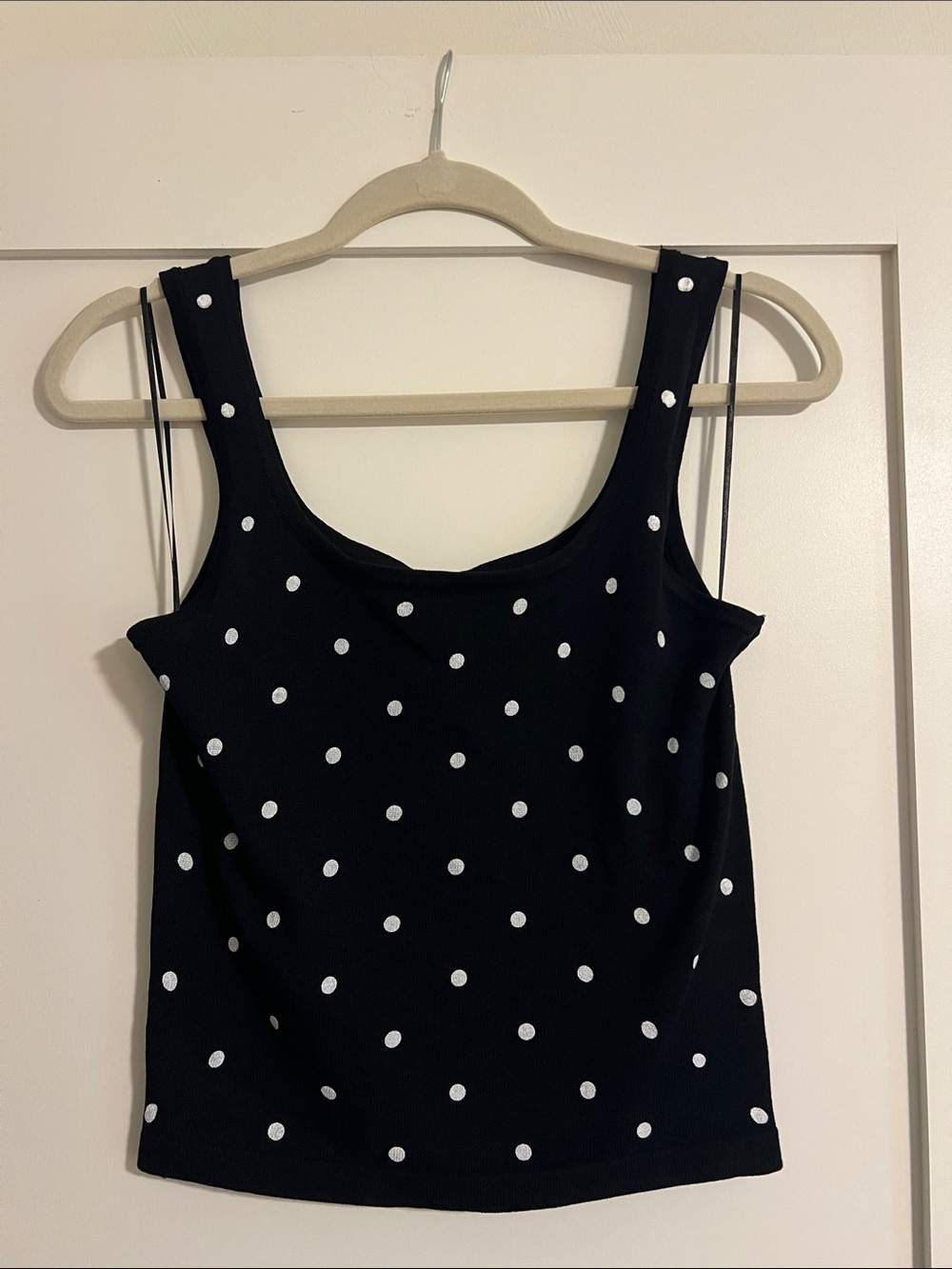 Love Tree Black Tank Top with White Polka Dots